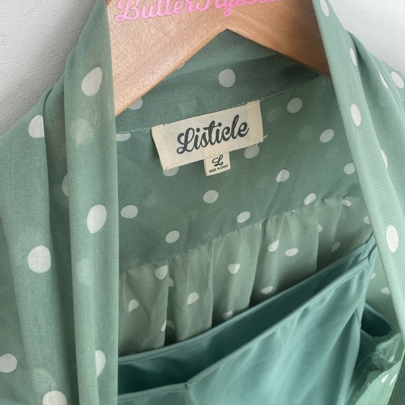 (A10) NEW Listicle Large Polka Dot necktie midi Dress, Size Large, NWOT - Picture 7 of 12